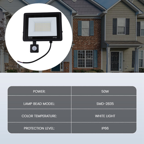Luz De Inundación Led Con Sensor De 50 W, Focos De Inducción