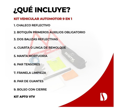 Imagen 2 de 9 de Kit Seguridad Auto 9 En 1 Apto Vtv Sin Matafuego