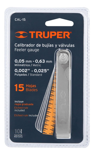 Calibrador De 15 Hojas Std / Mm, Truper 14395