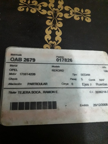 Opel Rekord Senan Dos Ptas