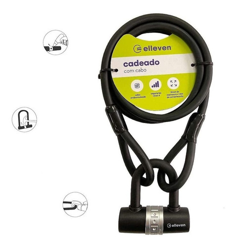 Imagem 2 de 5 de Cadeado E Cabo Aço Para Trancar Bicicleta Capacete Moto