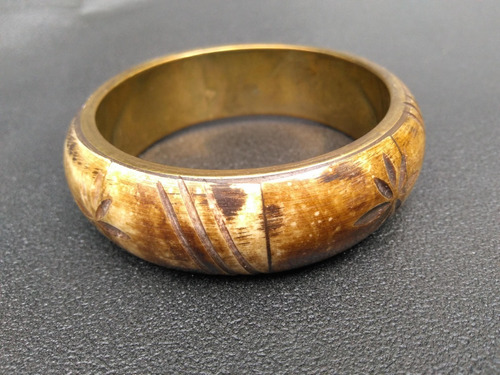 Gotica : Viejo Pulsera Bronce Y Hueso Pintado Rustico Zox