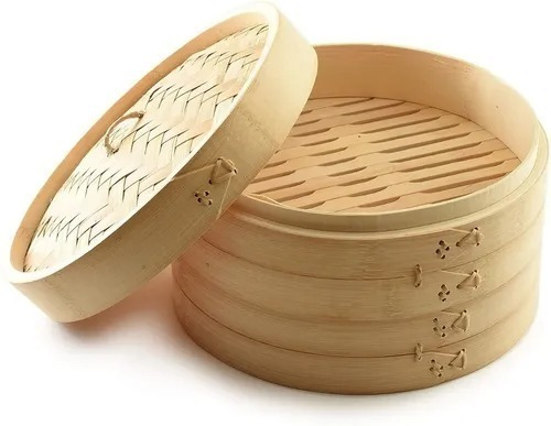 Imagen 4 de 10 de Vaporera Bambu 2 Niveles Desmontable Con Tapa 24 Cm