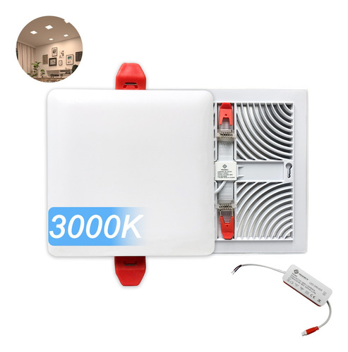 36w Lámpara Plafón Led De Techo Cuadrada 225mm Luz Cálida Blanco