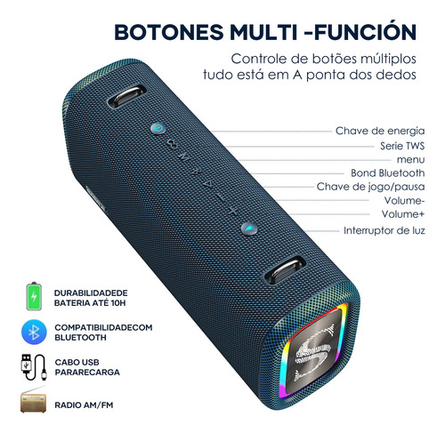 Caixas Bluetooth Sabala 120w Fm 20800mah Usb Ipx65 Cor Azul 220v