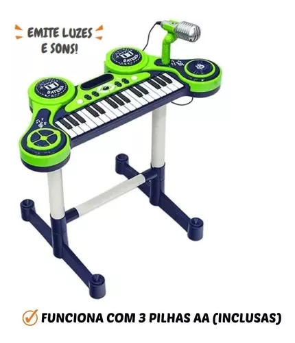 Piano Eletrônico e Microfone Infantil, Instrumento de Teclado