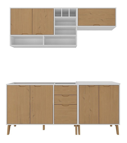 Imagen 6 de 8 de Mueble De Cocina Bajo Mesada + Aereos + Alacena Madera V Lcm