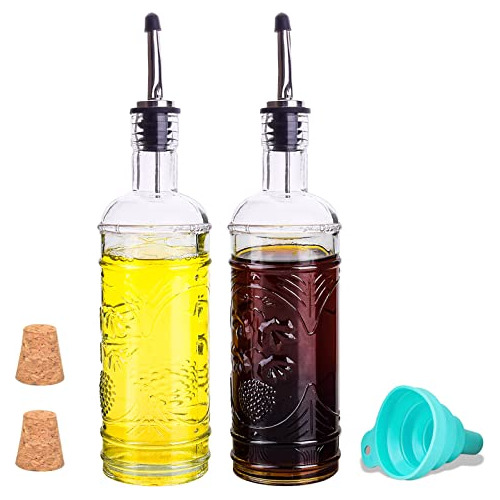 2 Pack Glass Oil And Vinegar Dispenser Set 16oz, Superi...