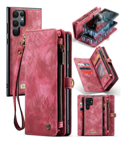 X Funda De Piel Magnética Caseme For Samsung Galaxy S25 Ultra S24 Fe S23 S22 S21 S20 Plus Note20 A56