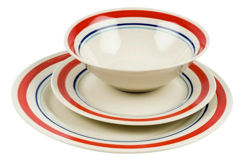 Juego Vajilla Porcelana 12 Piezas Pintada Mano Toscana Color Blanco