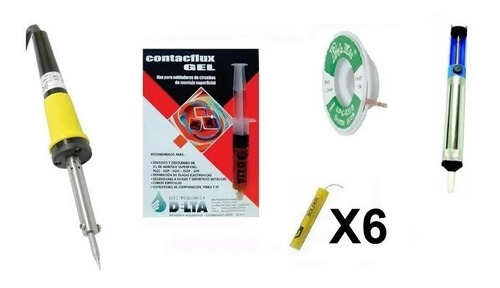 Kit Para Soldar Estaño Malla Soldador Flux Desoldador 5 Pzas