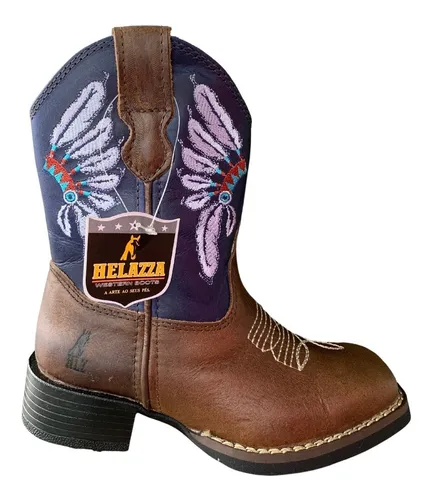 Bota Country Texana Infantil Bordado Indio Helazza 1460