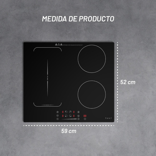 Parrilla Inducción 4 Quemadores 7,400w Booster Zona Flex