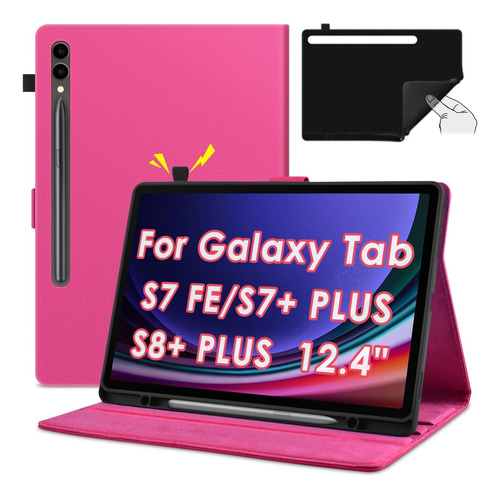 Detuosi Funda Cuero Pu P/ Galaxy Tab S9 Plus S9 Fe Plus 12.4
