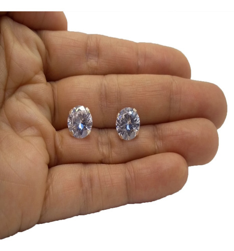 Brinco Feminino De Prata 925 Legítima Zirconia Redonda 10 Mm