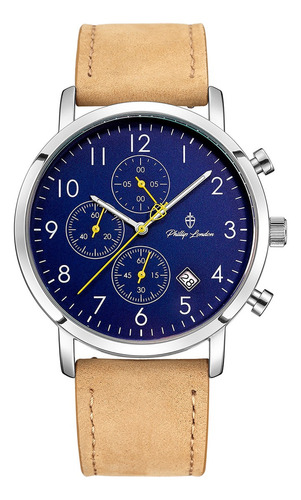 Relógio Masculino Pl Agent 007 Azul Caramelo 42mm Esportivo Bisel Prateado