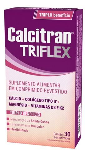 Calcitran Triflex Colágeno Tipo Ii 30 Comprimidos Sem Sabor Sem Sabor
