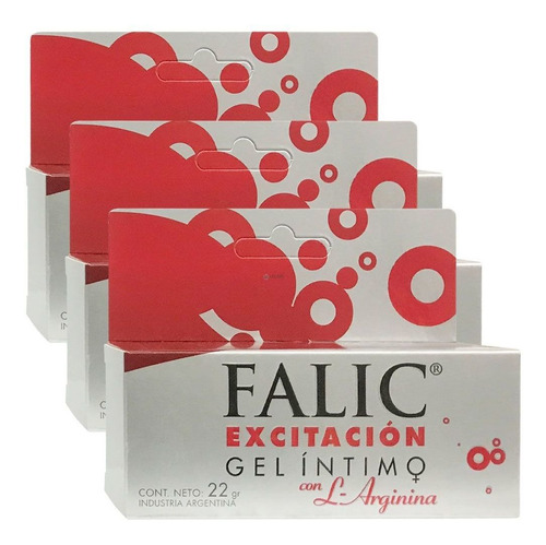 Pack 3 Falic Excitacion Gel Lubricante Intimo 22g Arginina