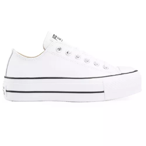 Tenis Converse All Star Plataforma Branco Couro / Preto / Rosa Oferta  Imperdivel