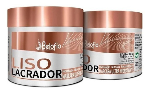 2 Belofio Liso Lacrador Máscara Ultra Hidratante 500g