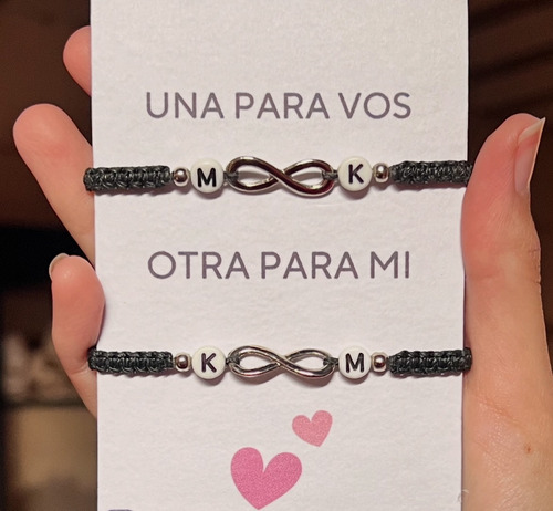 Pulseras Con Infinito E Iniciales Para Compartir Parejas A Eleccion 50.8 Cm 1.016 M