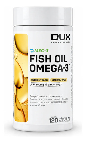 Fish Oil Ômega 3 Dux Human Health 120 Cápsulas Epa Dha Sem Sabor