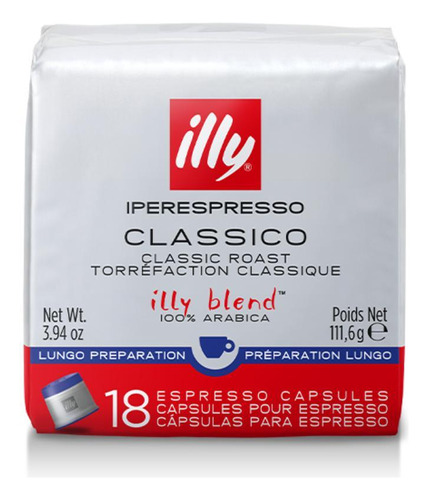 18 Cápsulas, Café Illy Blend Illy Iperespresso, Lungo