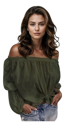 Blusa Ligera Hombros Descubiertos Efecto Drapeado #42-b