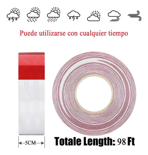 R 2 Piezas Rollo Cinta Reflejante Barricada Rojo Blanco 30m