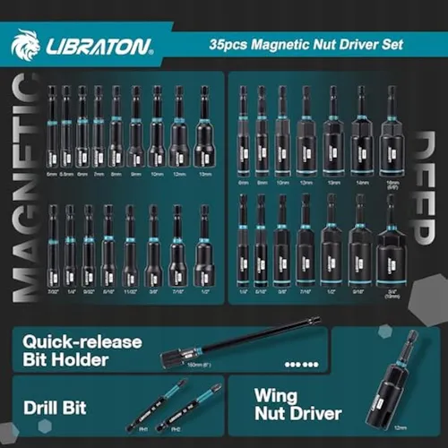 Libraton Juego De Destornilladores De Tuercas Magnéticas,