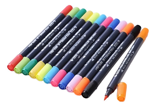 Marcadores Doble Punta Acuarelables X 12 Colores