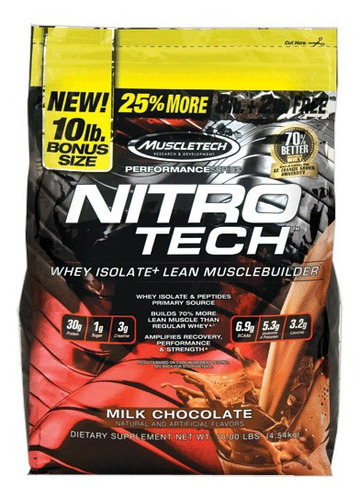 Whey Nitro Tech 10 Lb Muscletech Chocolate Importado + Envio