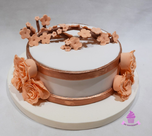 Torta Flores Rosas Rosa Rose Gold - Torta Tematica 