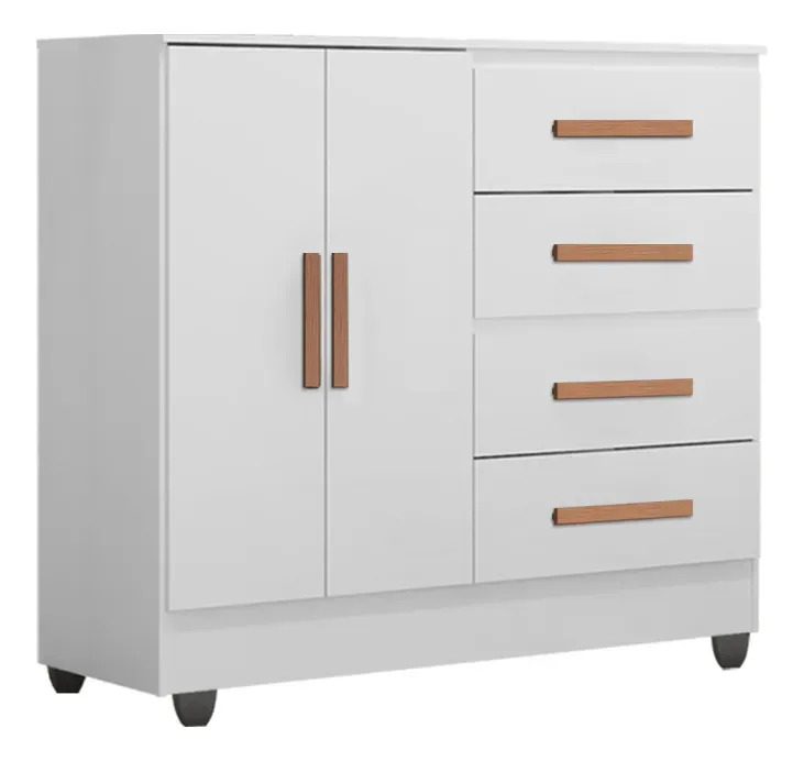 Cômoda Organizadora Espaçosa Bella C/ Sapateira 2 Portas 4 Gavetas Cor Branco M Casa Móveis