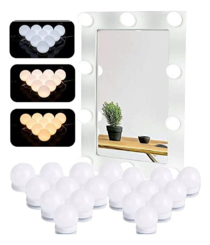 Pack X2 Luces Para Espejo Tocador Maquillaje 10led Bombillas