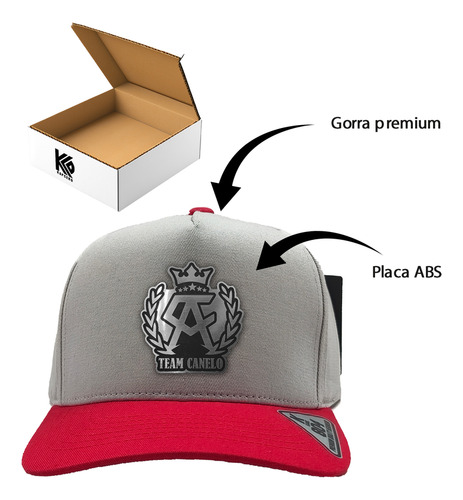 Gorra Premium Con Placa (dorada O Plata) Team Canelo Gris Rojo Unitalla Plata
