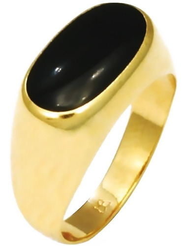 Anillo Hombre De Oro Laminado 18k Con Piedra Negro Azabache