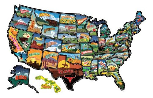 Rv State Travel Usa Map Vinyl Sticker - Camper Trailer ...