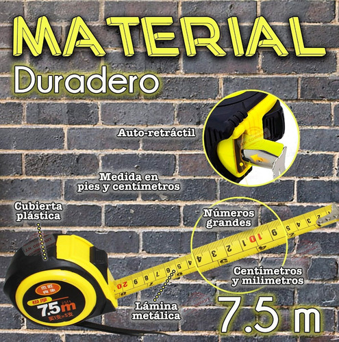 Flexometro Contra Impacto 7.5 Metros 21mm Cinta Metrica