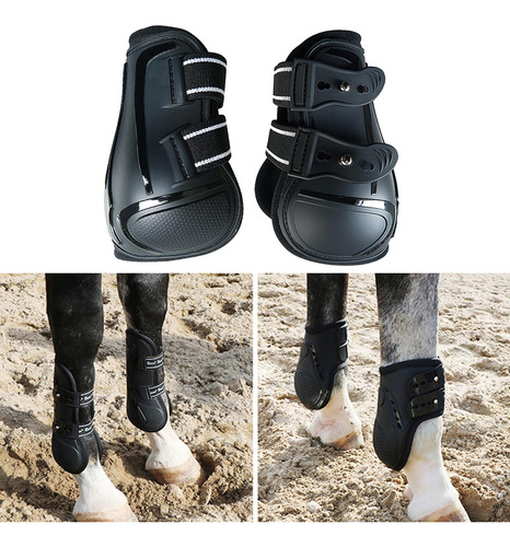 1 Par De Botas Fetlock Para Tendón De Pata Trasera Negra L