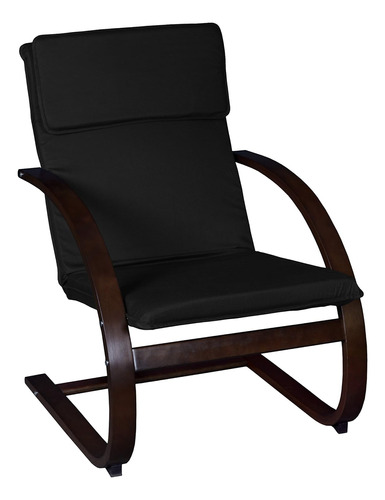 Silla Reclinable De Madera Curvada Mia Nogal Moca/negro