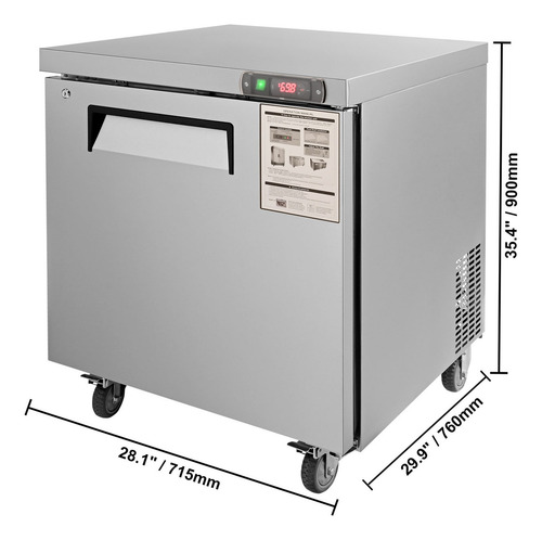 Vevor Comercial Refrigerador, De 28 Pulgadas, 7.4 Pies