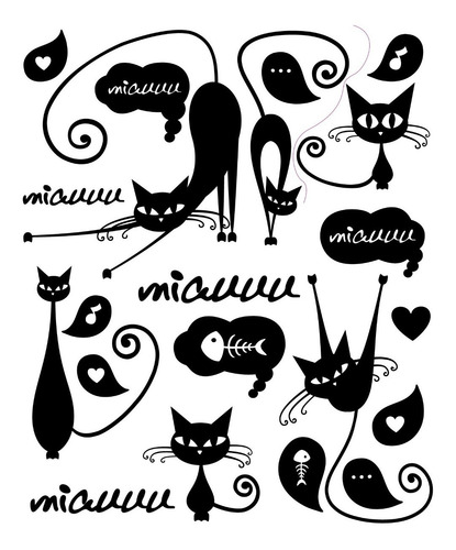 Vinilos Decorativos Para Heladera Gatos