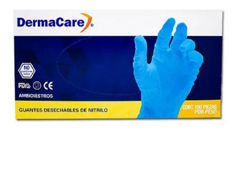 Guante De Nitrilo Azul Talla G Derma Care 100 Piezas
