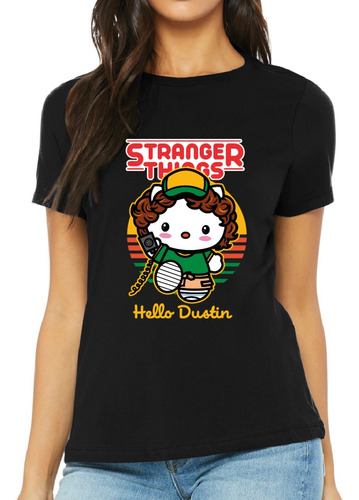 Polera Stranger Things Hello Kitty Hello Dustin Hombre Mujer