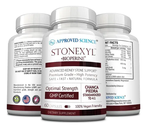 Approved Science Stonexyl - Soporte Herbario Para Cálculos Renales - 180 Cápsulas - Chanca Piedra - Alta Absorción - 3