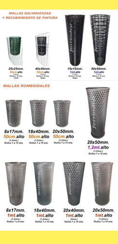 Imagen 10 de 10 de Malla Metálica Romboidal Desplegado 20x50mm Rollo 1 X 15mts