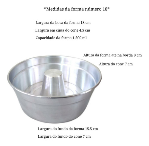 Imagem 2 de 7 de Kit 5 Forma Para Bolo Pudim Redonda Com Furo Nº 18