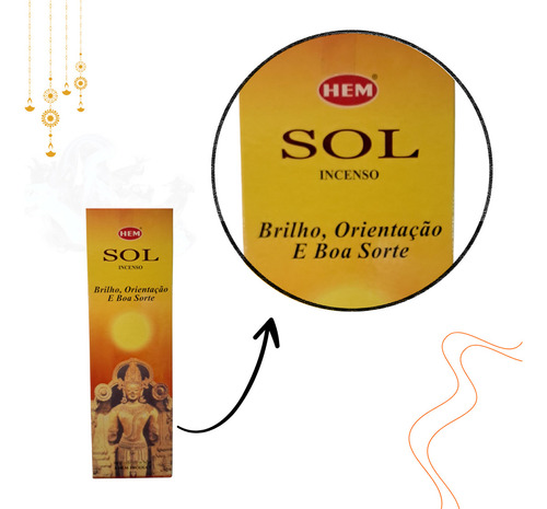 Incenso Indiano Hem Sol 200 VARETAS Traz Paz E Luz