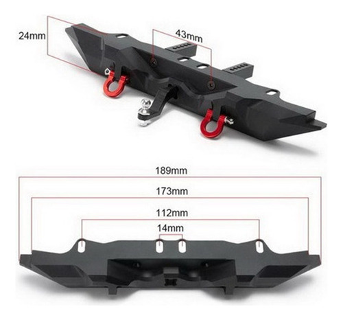 Parachoques Trasero De Metal 1/10 Rc Con Gancho De Remolque